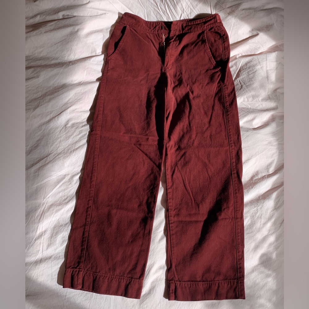 LACAUSA Red/ Burgundy Wide Leg Pants